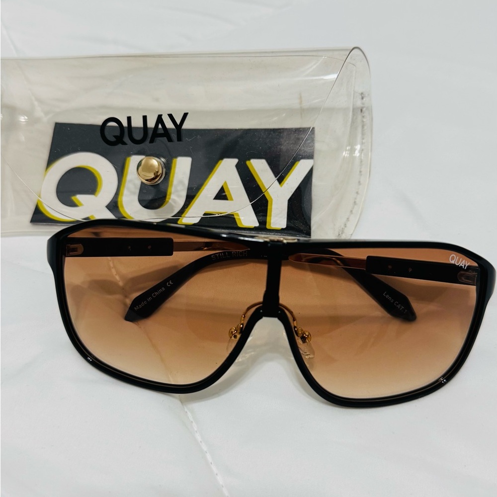 Quay Australia Black Frame Sunglasses with Brown Tint